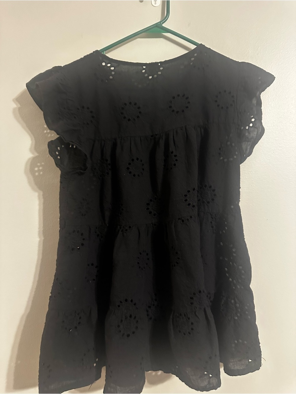 Black Eyelet Babydoll Top